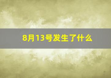 8月13号发生了什么