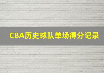 CBA历史球队单场得分记录