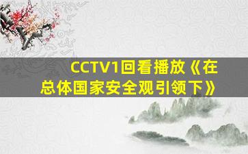 CCTV1回看播放《在总体国家安全观引领下》