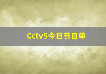 Cctv5今日节目单