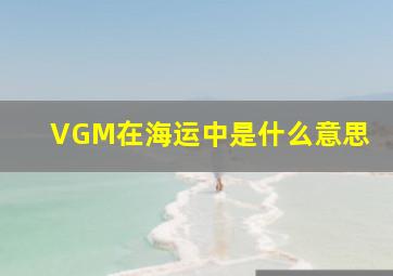 VGM在海运中是什么意思