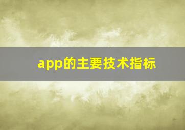 app的主要技术指标