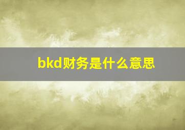 bkd财务是什么意思