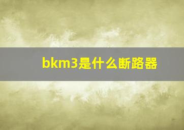 bkm3是什么断路器