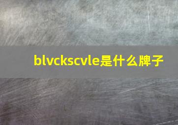 blvckscvle是什么牌子