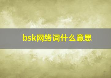 bsk网络词什么意思