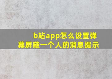 b站app怎么设置弹幕屏蔽一个人的消息提示