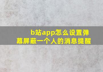 b站app怎么设置弹幕屏蔽一个人的消息提醒