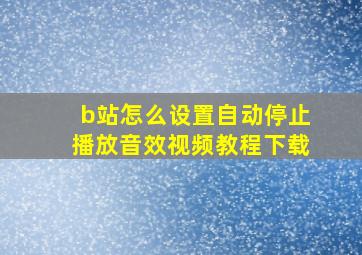 b站怎么设置自动停止播放音效视频教程下载