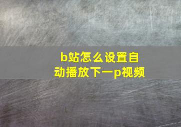 b站怎么设置自动播放下一p视频