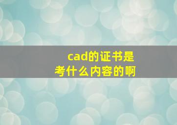 cad的证书是考什么内容的啊