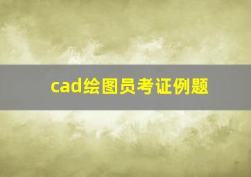 cad绘图员考证例题