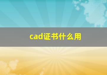 cad证书什么用