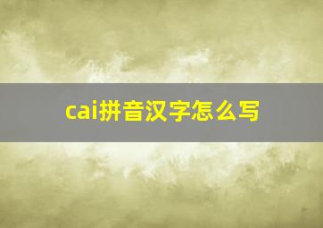 cai拼音汉字怎么写