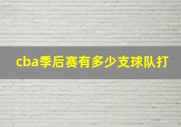 cba季后赛有多少支球队打