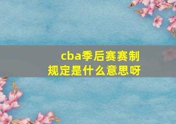 cba季后赛赛制规定是什么意思呀