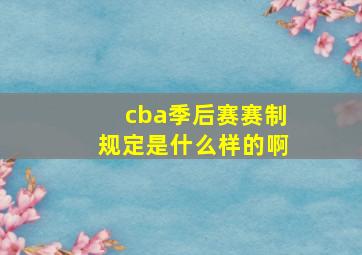 cba季后赛赛制规定是什么样的啊