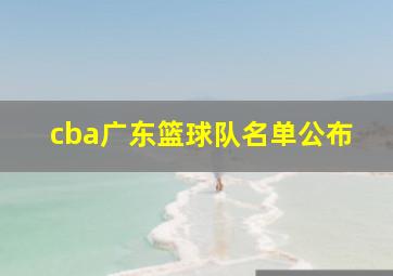 cba广东篮球队名单公布