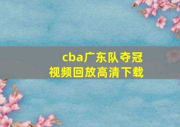 cba广东队夺冠视频回放高清下载