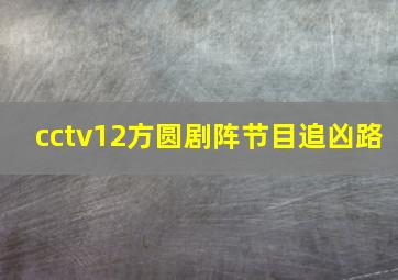 cctv12方圆剧阵节目追凶路