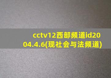 cctv12西部频道id2004.4.6(现社会与法频道)