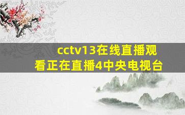 cctv13在线直播观看正在直播4中央电视台