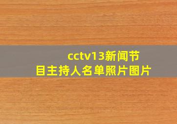 cctv13新闻节目主持人名单照片图片