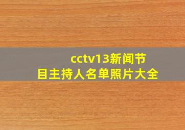 cctv13新闻节目主持人名单照片大全