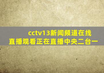 cctv13新闻频道在线直播观看正在直播中央二台一