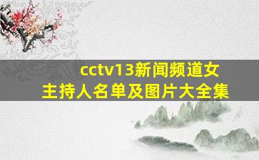 cctv13新闻频道女主持人名单及图片大全集