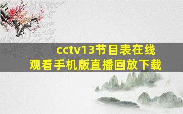 cctv13节目表在线观看手机版直播回放下载