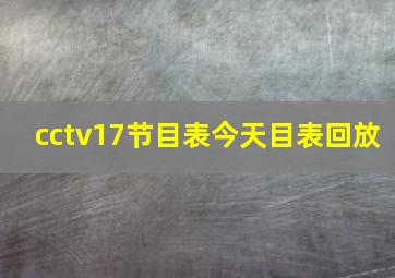 cctv17节目表今天目表回放