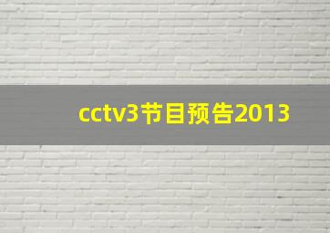 cctv3节目预告2013