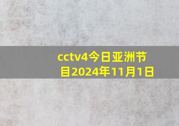 cctv4今日亚洲节目2024年11月1日