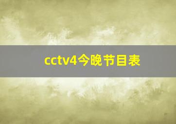 cctv4今晚节目表