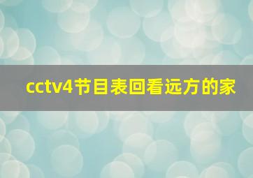 cctv4节目表回看远方的家