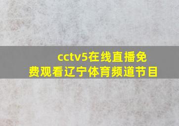 cctv5在线直播免费观看辽宁体育频道节目