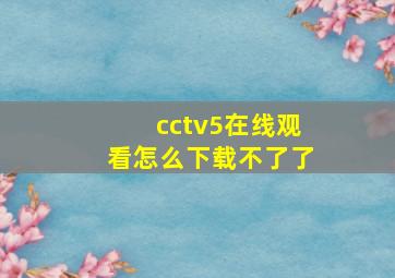 cctv5在线观看怎么下载不了了