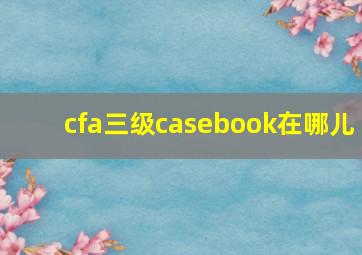 cfa三级casebook在哪儿