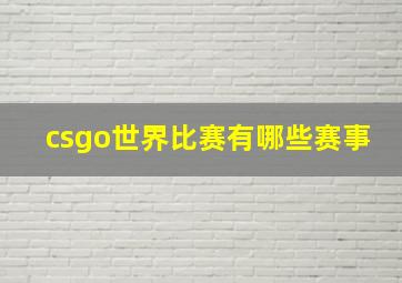 csgo世界比赛有哪些赛事