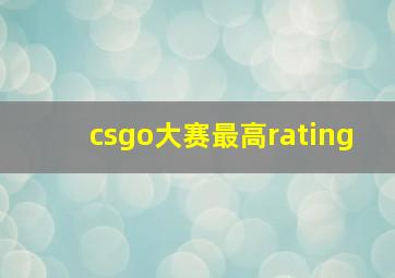 csgo大赛最高rating