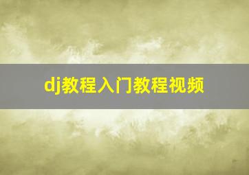 dj教程入门教程视频