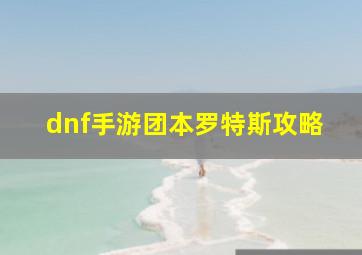 dnf手游团本罗特斯攻略