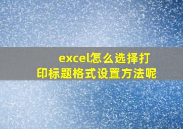 excel怎么选择打印标题格式设置方法呢