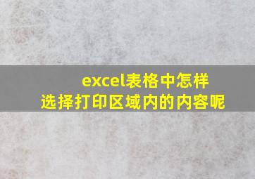 excel表格中怎样选择打印区域内的内容呢