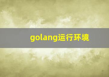 golang运行环境