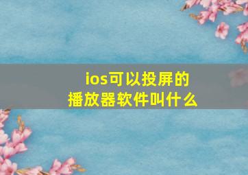 ios可以投屏的播放器软件叫什么