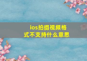 ios拍摄视频格式不支持什么意思