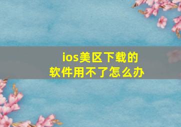 ios美区下载的软件用不了怎么办