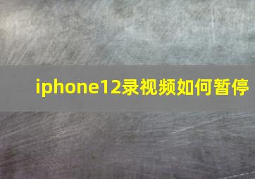 iphone12录视频如何暂停